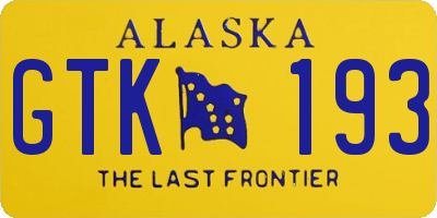 AK license plate GTK193