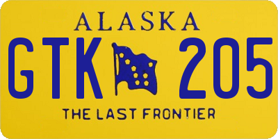 AK license plate GTK205