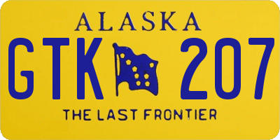 AK license plate GTK207