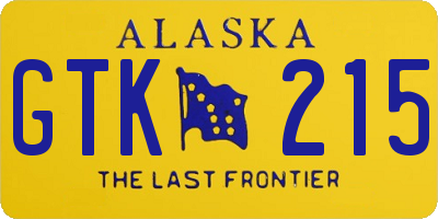 AK license plate GTK215