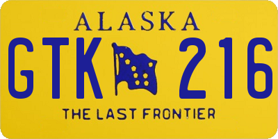 AK license plate GTK216
