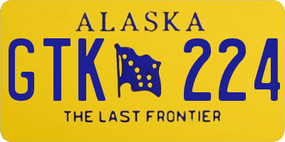 AK license plate GTK224