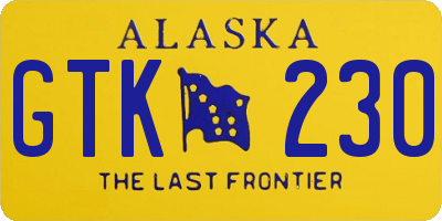 AK license plate GTK230