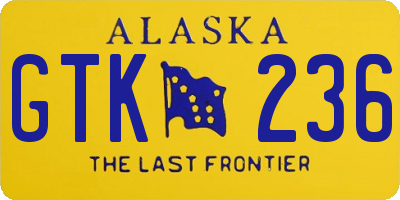 AK license plate GTK236