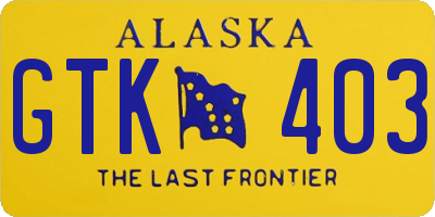 AK license plate GTK403