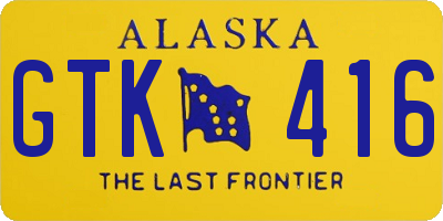 AK license plate GTK416