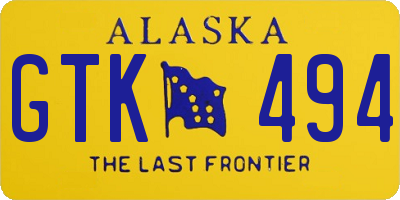 AK license plate GTK494