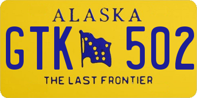 AK license plate GTK502