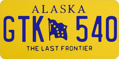 AK license plate GTK540