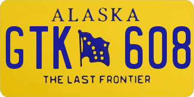 AK license plate GTK608