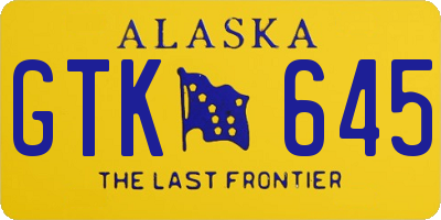 AK license plate GTK645