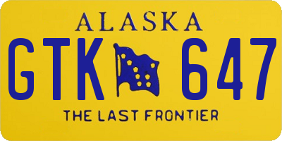 AK license plate GTK647