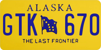 AK license plate GTK670