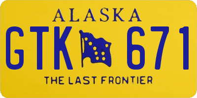 AK license plate GTK671