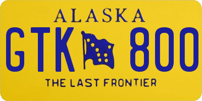 AK license plate GTK800