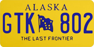 AK license plate GTK802