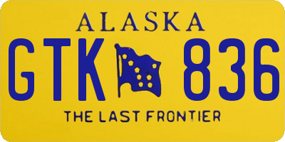 AK license plate GTK836