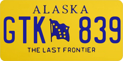AK license plate GTK839