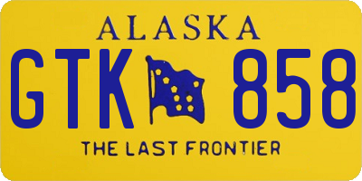 AK license plate GTK858