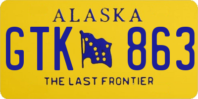 AK license plate GTK863