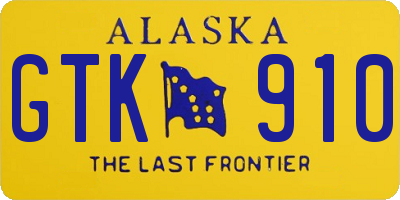 AK license plate GTK910