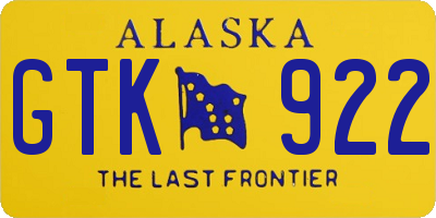 AK license plate GTK922