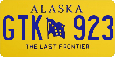 AK license plate GTK923