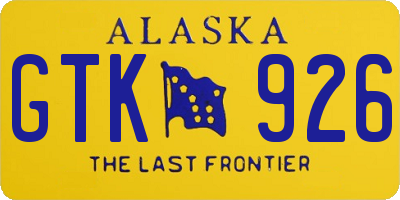 AK license plate GTK926