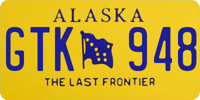 AK license plate GTK948