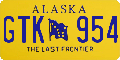 AK license plate GTK954