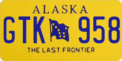 AK license plate GTK958