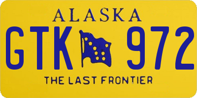 AK license plate GTK972