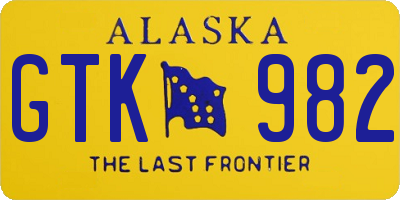 AK license plate GTK982