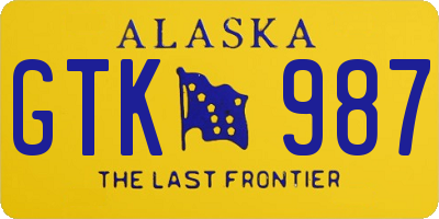 AK license plate GTK987