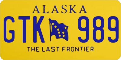 AK license plate GTK989
