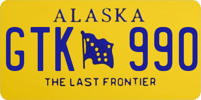 AK license plate GTK990
