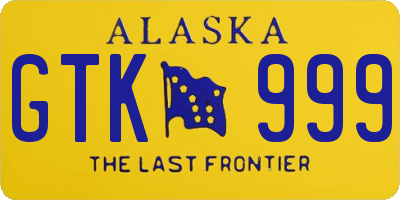 AK license plate GTK999