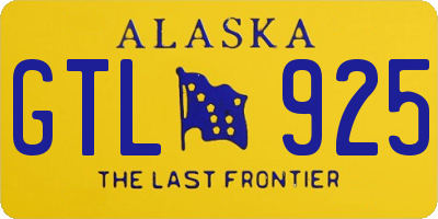 AK license plate GTL925