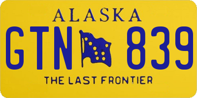 AK license plate GTN839
