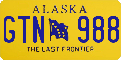 AK license plate GTN988
