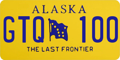 AK license plate GTQ100