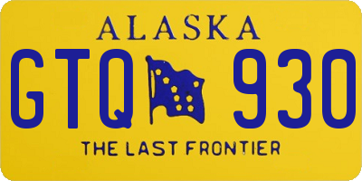 AK license plate GTQ930