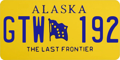 AK license plate GTW192