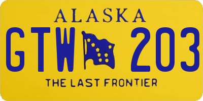 AK license plate GTW203