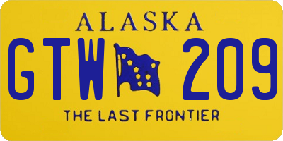 AK license plate GTW209