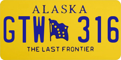 AK license plate GTW316