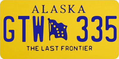 AK license plate GTW335