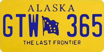 AK license plate GTW365