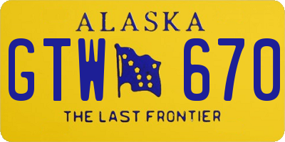 AK license plate GTW670