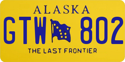 AK license plate GTW802